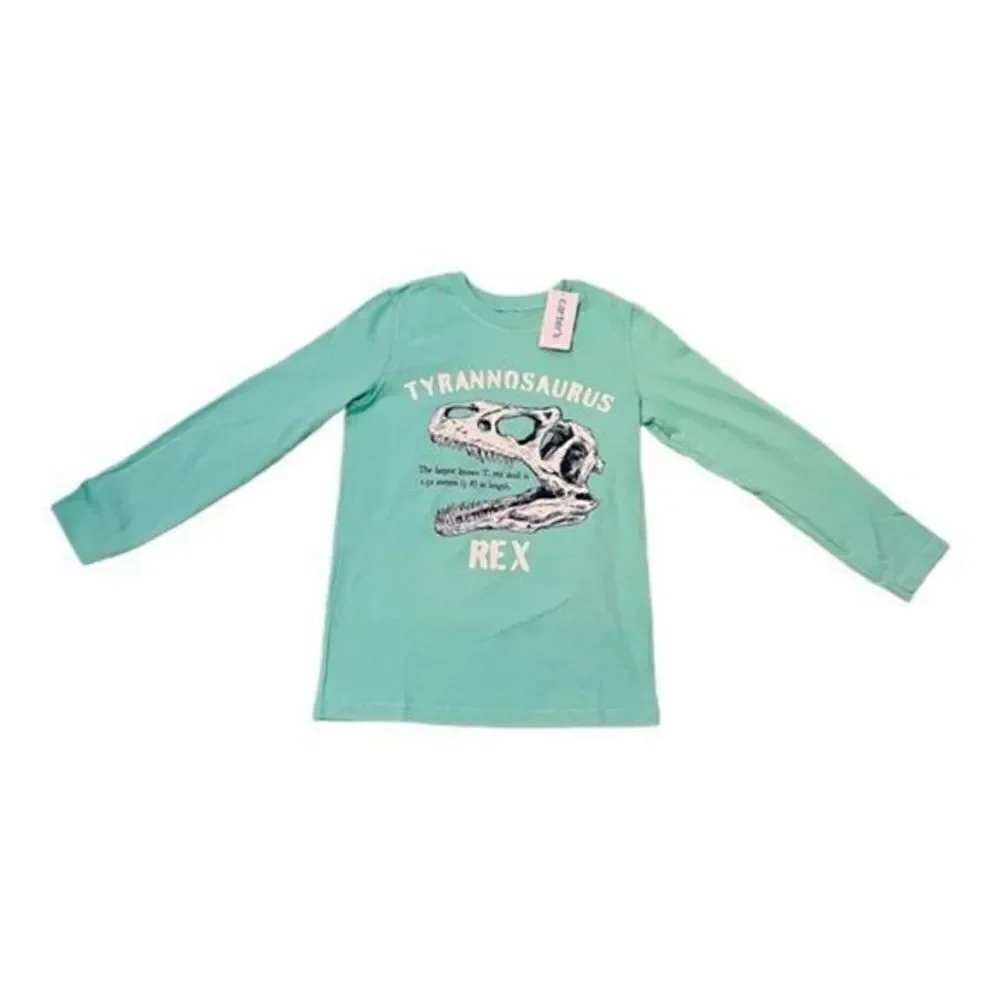 Carter’s Kid Boy tee jersey 8 print animal long sleeve mint green NWT